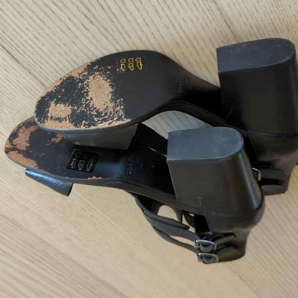 THE KOOPLES Black Leather Women's Multi Buckle Boot Chunky Open Toe Heels Sz 40 - Picture 9 of 11